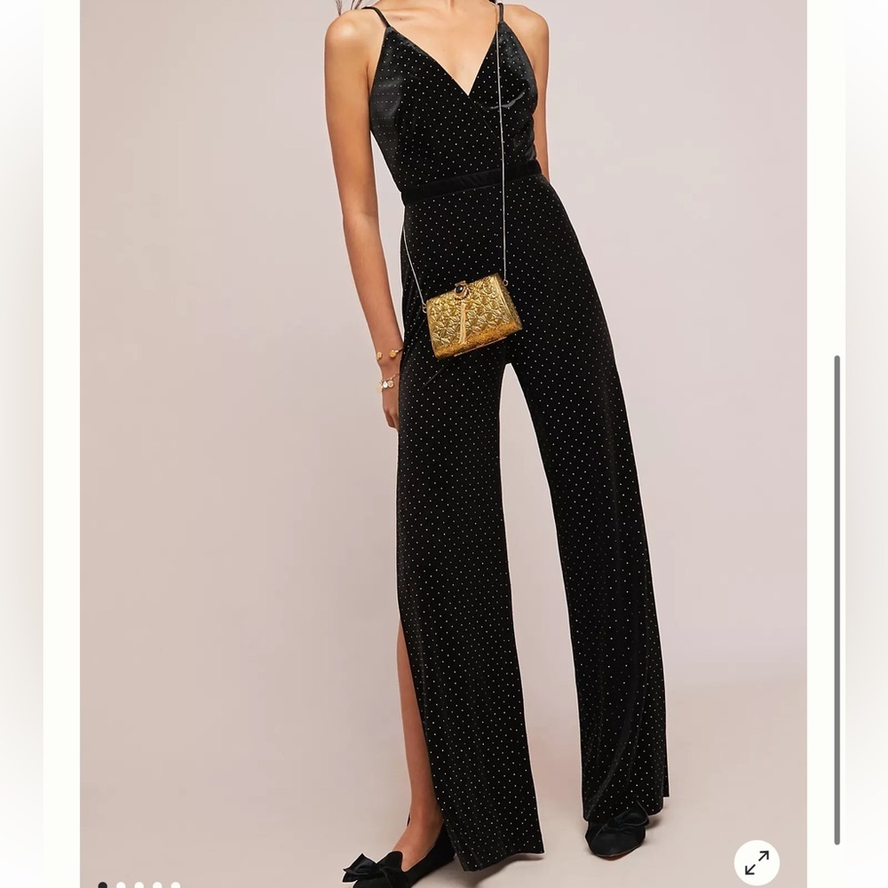 ML Monique Lhuillier Studded Velvet Jumpsuit